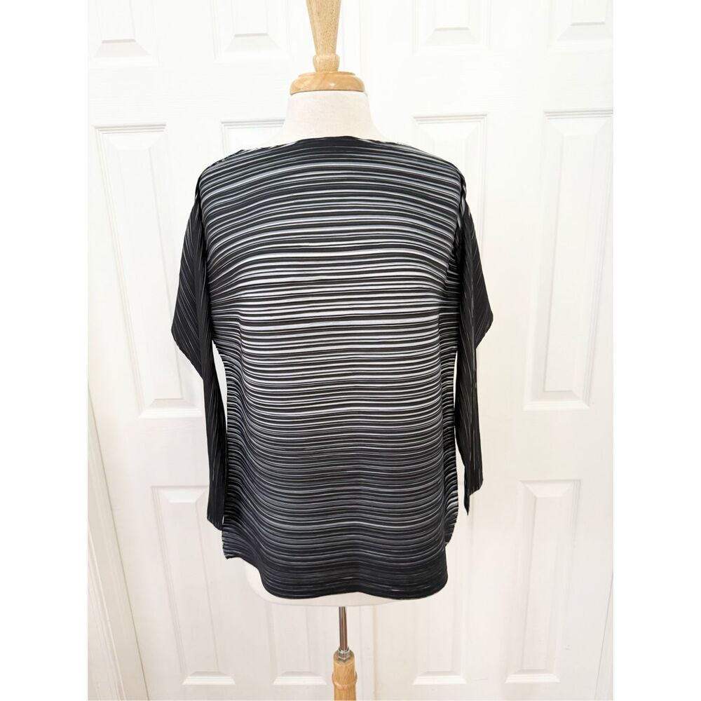 MC Oasis Womens Black White Pleated Dolman Long Sleeve Top One‎ Size